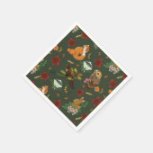Herfst bosrijke bosdieren groen servet (Hoek)