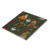 Herfst bosrijke bosdieren groen tegeltje (Zijkant)