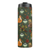 Herfst bosrijke bosdieren groen thermosbeker (Voorkant)