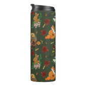 Herfst bosrijke bosdieren groen thermosbeker (Geroteerd rechts)