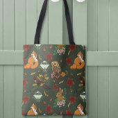 Herfst bosrijke bosdieren groen tote bag