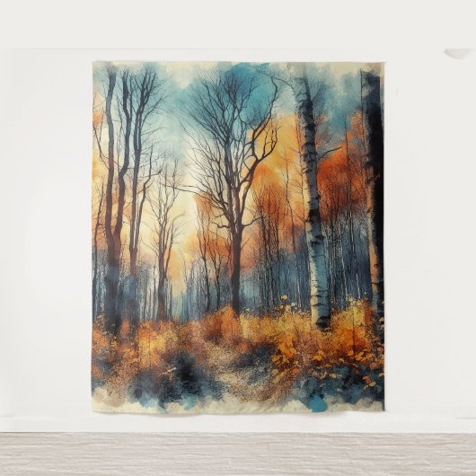 Herfst Bossen 1 - Waterverf Wandkleed (Voorkant)