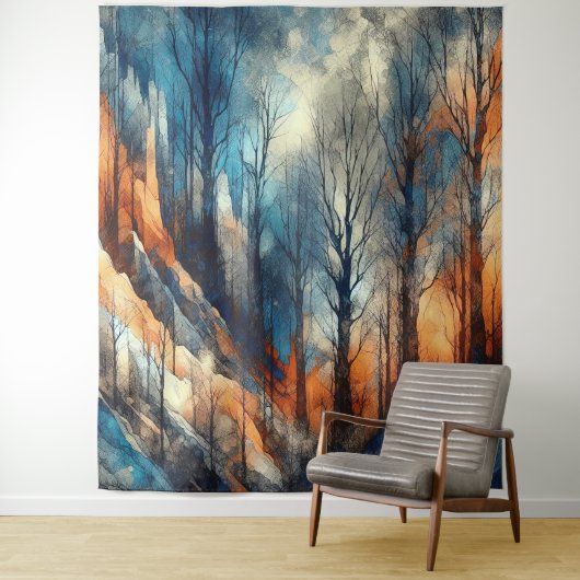 Herfst Bossen 2 - Waterverf Wandkleed (In situ)