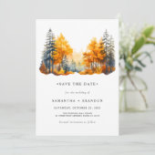 Herfst Bossen bruiloft Save The Date (Staand voorkant)