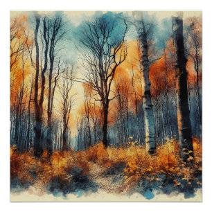 Herfst Bossen in Abstract - AI - Kunstwerk Perfect Poster