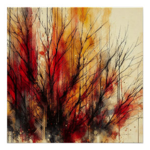 Herfst Bossen in Abstract - AI - Kunstwerk Perfect Poster