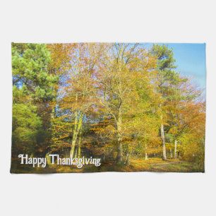 Herfst Bossen & Zonneschijn - Aangepaste Thanksgiv Theedoek