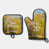 Herfst Bossen & Zonneschijn - Gepersonaliseerd Ovenwant & Pannenlap Set (Voorkant)