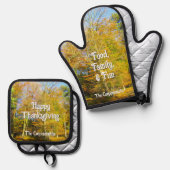 Herfst Bossen & Zonneschijn - Gepersonaliseerd Ovenwant & Pannenlap Set (Voorkant / Achterkant)