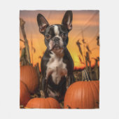 Herfst Boston Terrier Fleece Deken (Voorkant)