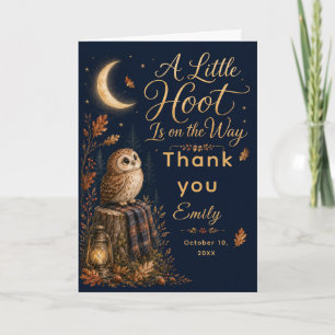 Herfst bosuil baby shower bedankkaart