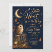 Herfst bosuil baby shower kaart (Voorkant)