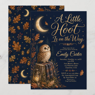 Herfst bosuil baby shower kaart