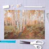 Herfst bosvaren bos berkenbomen kunst tissuepapier (Craft)