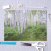 Herfst bosvaren groen bos berkenbomen kunst tissuepapier (Craft)