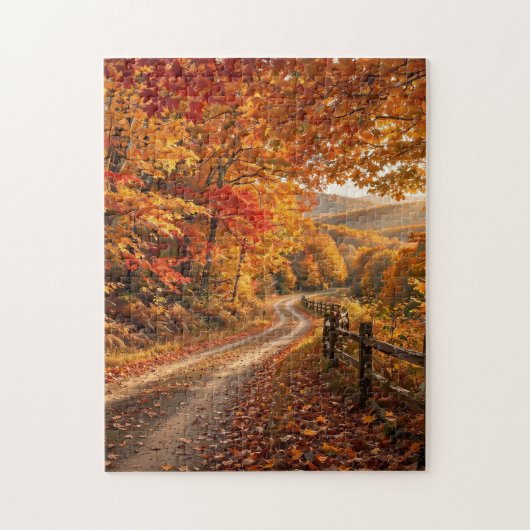 Herfst bosweg legpuzzel (Verticaal)