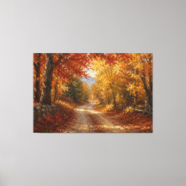 Herfst bosweg olieverfschilderij canvas afdruk