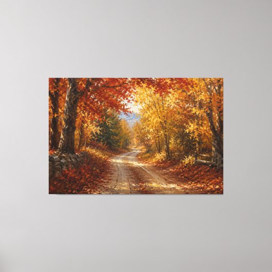 Herfst bosweg olieverfschilderij canvas afdruk (Voorkant)