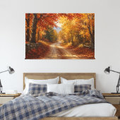 Herfst bosweg olieverfschilderij canvas afdruk (Insitu (Slaapkamer))