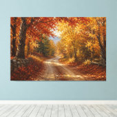 Herfst bosweg olieverfschilderij canvas afdruk (Insitu (Houten vloer))