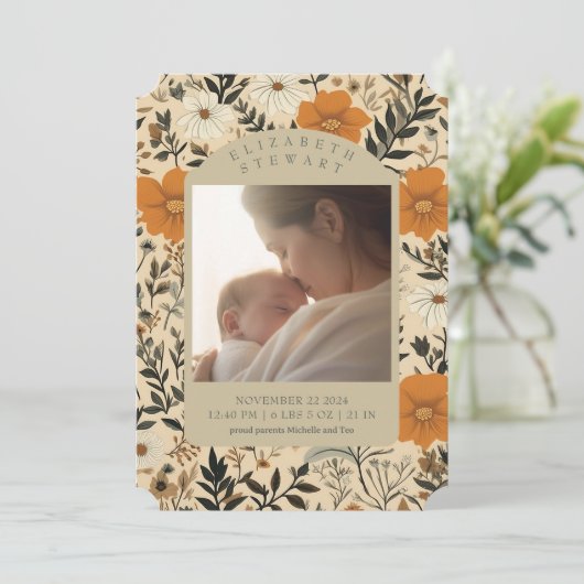 Herfst Botanical 2 Foto Aankondiging Geboorte (Staand voorkant)