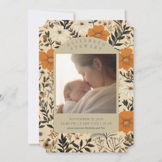 Herfst Botanical 2 Foto Aankondiging Geboorte (Voorkant)