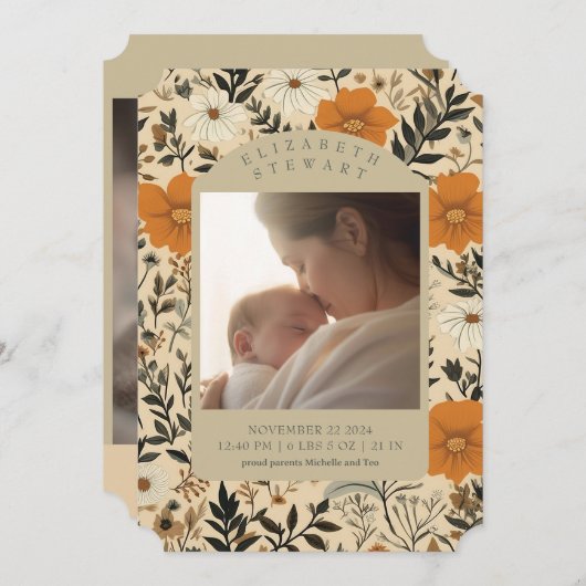  Herfst Botanical 2 Foto Aankondiging Geboorte (Voorkant / Achterkant)