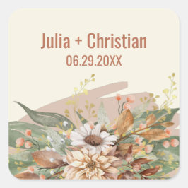 Herfst Botanical Wedding Sticker (Rust)