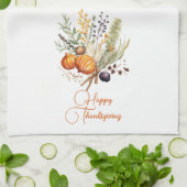 Herfst Botanicals, specerijen Happy Thanksgiving Theedoek (Gevouwen)