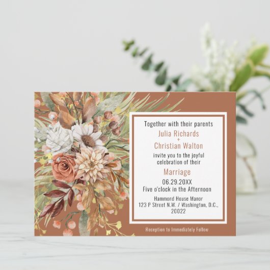 Herfst Botanicals Wedding Suite (Rust) Kaart (Staand voorkant)