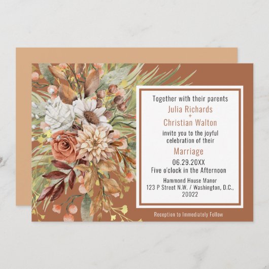 Herfst Botanicals Wedding Suite (Rust) Kaart (Voorkant / Achterkant)