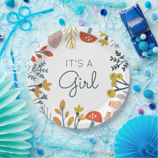 Herfst Botanisch Baby shower Papieren Bordje (Feest)