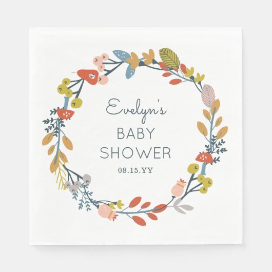 Herfst Botanisch Baby shower Servet (Voorkant)