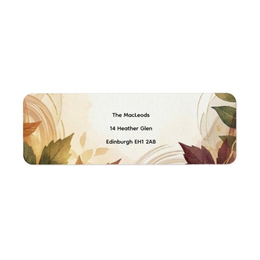 Herfst Botanisch Bloem Motief Retouradres Label (Voorkant)