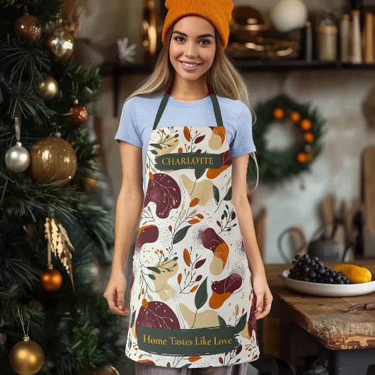 Herfst Botanisch Patroon Schort met Aangepaste Naa