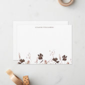 Herfst Botanische Aardse Vallende Bladeren Geperso Notitiekaartje (Voorkant / Achterkant in situ)