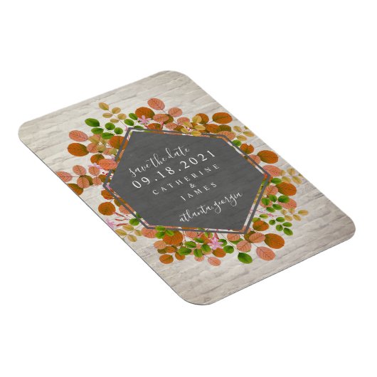 Herfst Botanische Baksteen Bruiloft Save The Date Magneet (Rechterzijde)