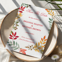 Herfst Botanische Bladeren Frame Save The Date