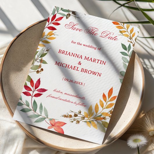 Herfst Botanische Bladeren Frame Save The Date