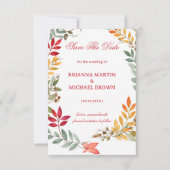 Herfst Botanische Bladeren Frame Save The Date (Voorkant)