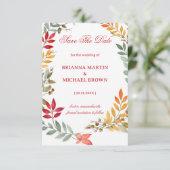 Herfst Botanische Bladeren Frame Save The Date (Staand voorkant)