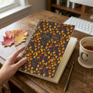 Herfst Botanische Bladeren Persoonlijke Spiraal Notitieboek