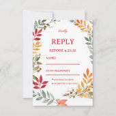 Herfst Botanische Bladeren Reactie RSVP Kaartje (Voorkant)