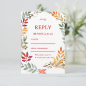 Herfst Botanische Bladeren Reactie RSVP Kaartje (Staand voorkant)