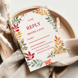 Herfst Botanische Bladeren Reactie RSVP Kaartje
