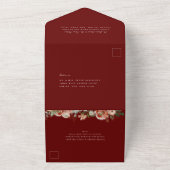Herfst Botanische Bloemen Marsala Bourgondië bruil All In One Uitnodiging (Buitenkant)