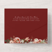 Herfst Botanische Bloemen Marsala Bourgondië bruil All In One Uitnodiging (Achterkant)