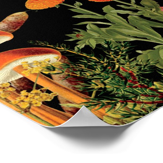 Herfst  Botanische Bloemen Quote Paddenstoelen Poster (Hoek)