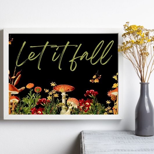 Herfst Botanische Bloemen Quote Paddenstoelen Poster
