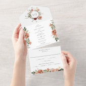 Herfst Botanische Bloemen Smaragd Groene Bruiloft All In One Uitnodiging (Afscheurbaar)